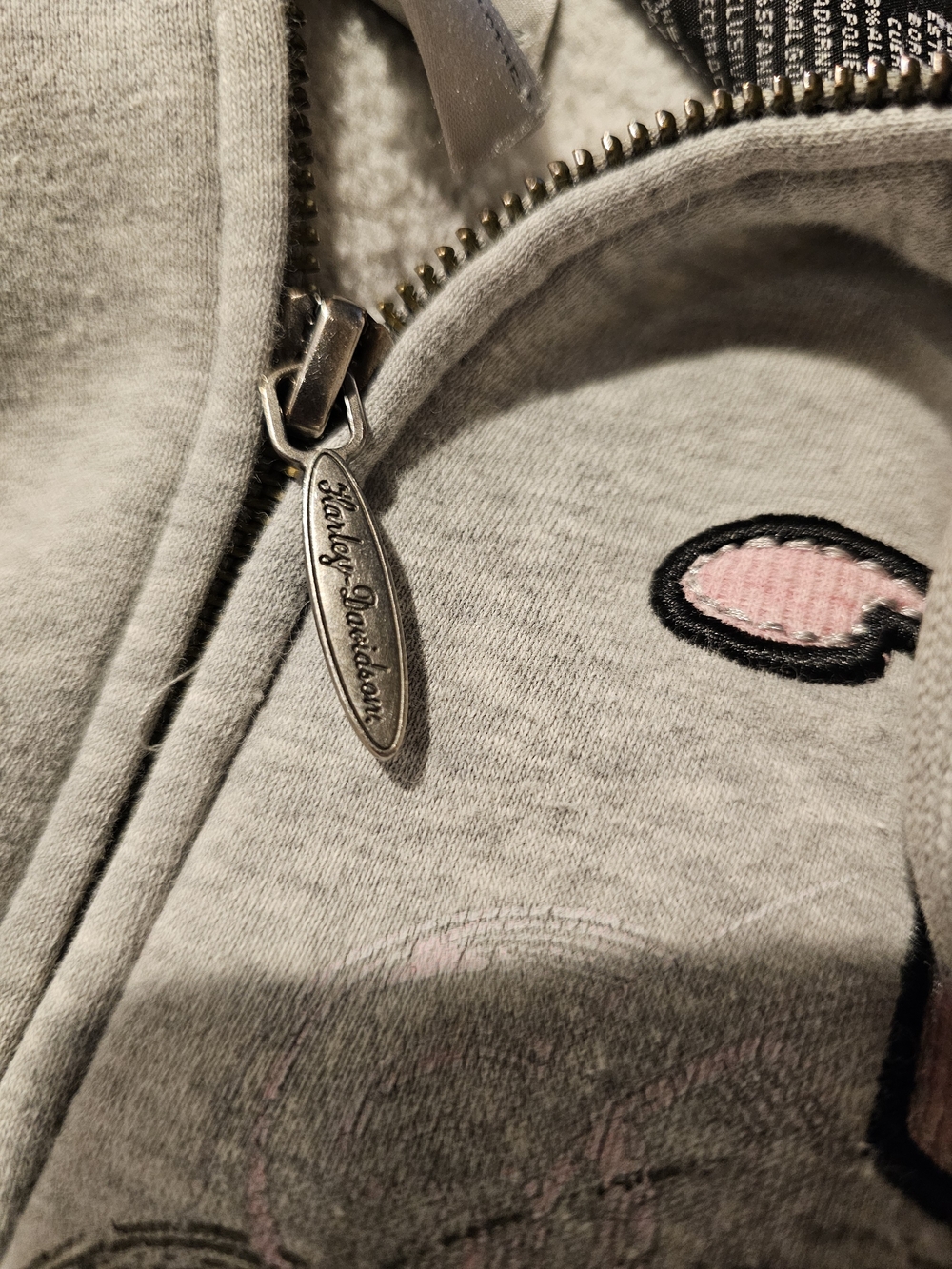Harley-Davidson 2X 2W Hoodie Zip Up Grey Pink Plus Womens Motorcyles *Hole* - Picture 14 of 16